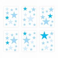 129 Wandtattoo Sterne-Set blau 60 Stück Sternenhimmel - Bezaubernde Kinderzimmer Sticker und Aufkleber für Möbel- und Wanddeko Bild 1