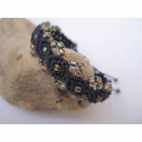 Armband Makramee mit Perlen in anthrazit Bild 1