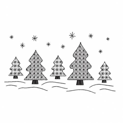 Stickdatei Redwork Winterwald 13x18cm