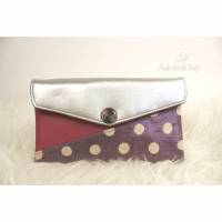 Smartphone-Tasche Mini-Geldbeutel  violett weiße Punkte, silber, altrosa, Glitzer Bild 1