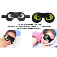 ITH Schlafbrille Drache Stickdatei 2 teilig für Kinder und Erwachsene Rahmen 13x18 bzw. 17x20 oder größer Bild 1