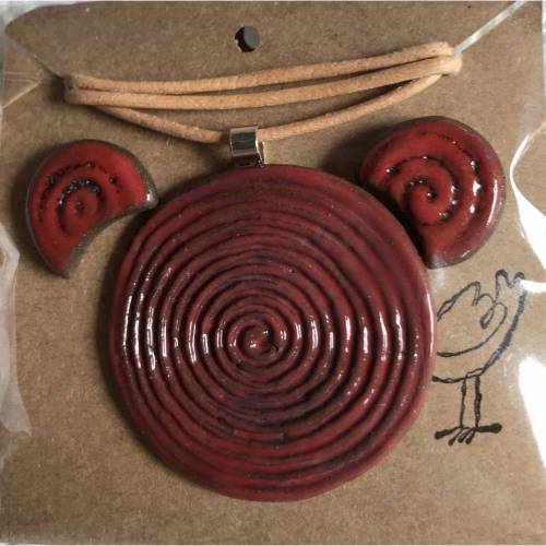 Keramik-Schmuck-Set: Kette mit Anhänger und Ohrstecker