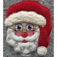 "  Weihnachtsmann / Santa Claus mit Brille "  Applikation / Stickdatei - 186,1 x 159,8 mm, bitte Format auswähle