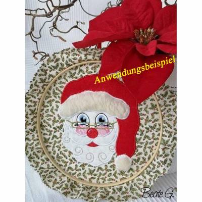 *  Weihnachtsmann / Santa Claus mit Brille  *  Doodle / Stickdatei - 20 x 24