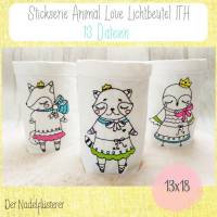 Digitale Stickserie Animal Love  Lichtbeutel ITH 13x18 cm (5x7") Stickrahmen Bild 1