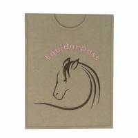 Equidenpasshülle Pferde "Brauner" - Filz beige rosa Bild 1