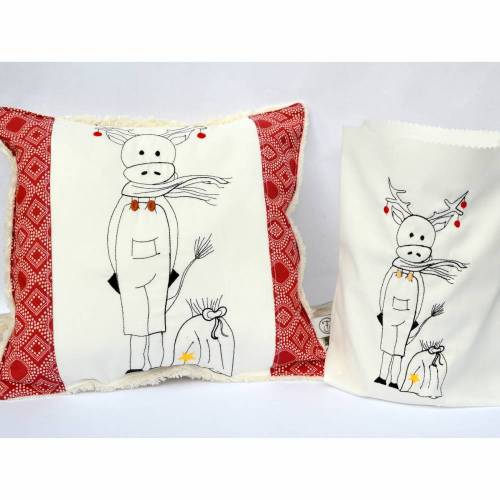 Stickdatei Elch Weihnachtselch Redwork verschiedene Größen SET