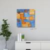 Acrylbild in erfrischendem Blau und Orange auf Leinwand, Quadrate, moderne Malerei, Wandkunst, Wandbild Bild 3