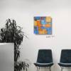 Acrylbild in erfrischendem Blau und Orange auf Leinwand, Quadrate, moderne Malerei, Wandkunst, Wandbild Bild 4