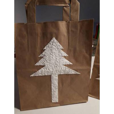 3 er Set Geschenktüten aus Kraftpapier winterlich verziert