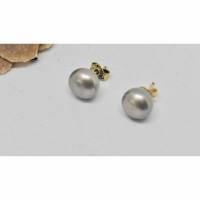 Perlen-Ohrstecker 6,5 mm/ 925 grau silbergrau echte Perlen Büro Alltag Bild 1