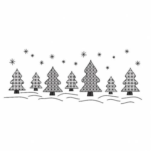 Stickdatei Redwork Winterwald 16x26cm Stickrahmen