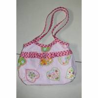 Kleine einfache Mädchentasche mit rosa Herzen Bild 1