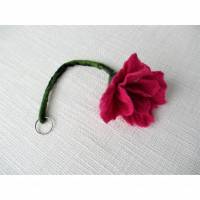 Schlüsselanhänger mit Filzblume in Pink Bild 1