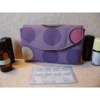 Tasche für 5 ätherische Ölflaschen, Aromapflege, für Aromaexpertinnen, Kreismuster in lila Bild 1