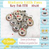 Digitale Stickdatei "Little Faces Key Fob ITH" für den 10x10 cm (4x4") Stickrahmen Bild 1