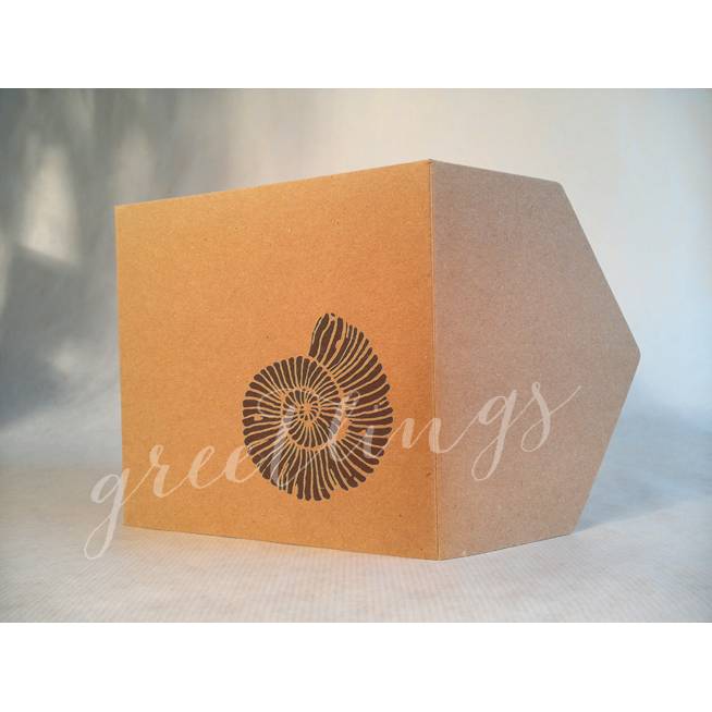 Taschenkarte / Gutscheinkarte Ammonit, Linolstempel Bild 1