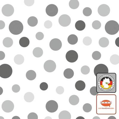 Vlies Bordüre: Graue Punkte - optional selbstklebend - 12 cm Höhe