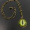 Kette Drachenauge | Glas Cabochon | bronze Farben | Auge | grün gelb Bild 4