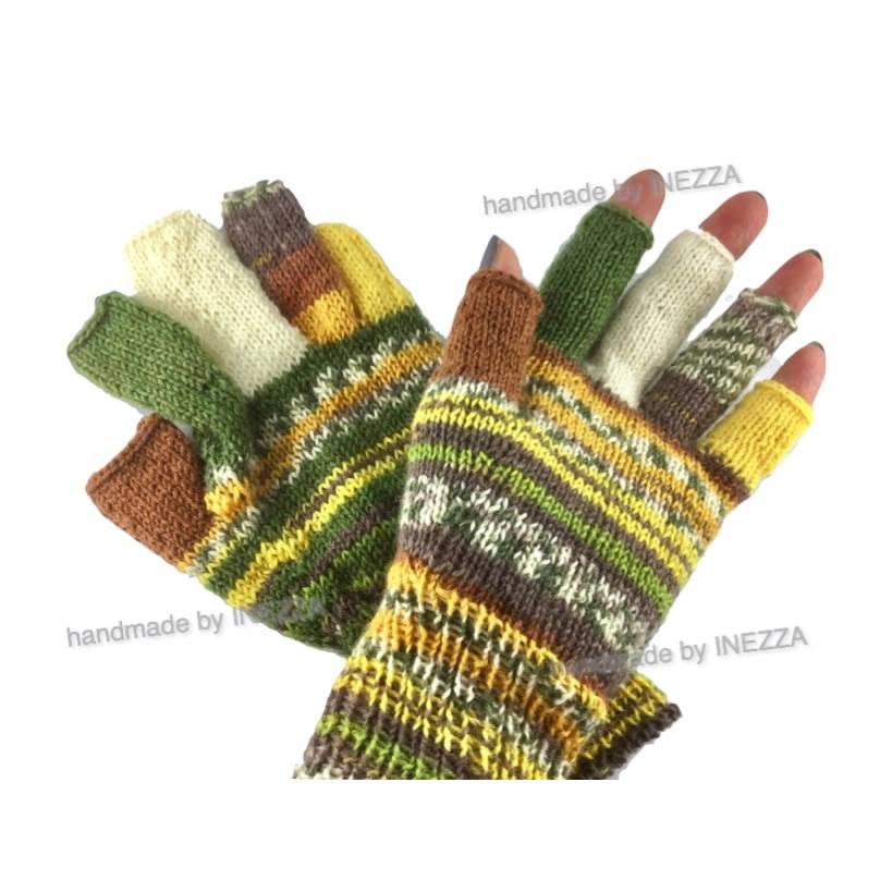 Fingerhandschuhe - Markthandschuhe - gestrickt - Herbstfarben - Unikat - XL Bild 1