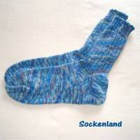 handgestrickte Socken, Strümpfe Gr. 42/43, Herrensocken oder auch Damensocken in verschiedenen Blautönen, Einzelpaar Bild 1