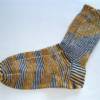 handgestrickte Socken, Strümpfe Gr. 42 / 43, in ocker, braun und weiß, Herrensocken, Einzelpaar Bild 2