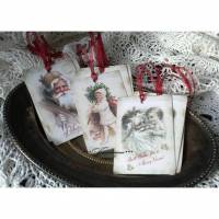 Geschenkanhänger, Weihnachtsanhänger Set, 9 Stück mit weihnachtilichen Vintage Motiven. Bild 1