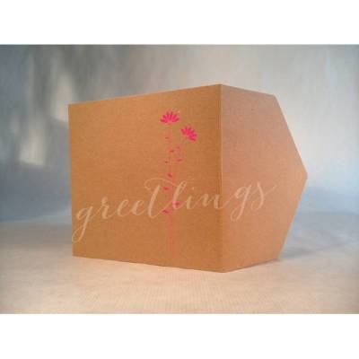 Taschenkarte / Gutscheinkarte Jugendstil-Blume, Handsiebdruck