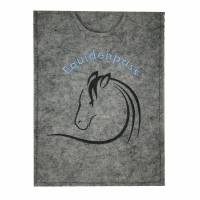 Equidenpasshülle Pferde "Rappe" - Filz grau meliert hellblau Bild 1