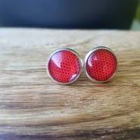 Punkte rot schwarz Ohrringe u Ringe Cabochonschmuck verschiedene Fassungen Bild 1