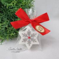 Seifenstern SCHNEEROSE - Weiß - dekoriert und verpackt - Weihnachtsgeschenk - Mitbringsel Bild 1