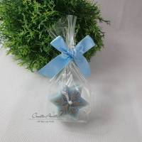 Seifenstern Eisblume - Hellblau - dekoriert und verpackt - Weihnachtsgeschenk - Mitbringsel Bild 1