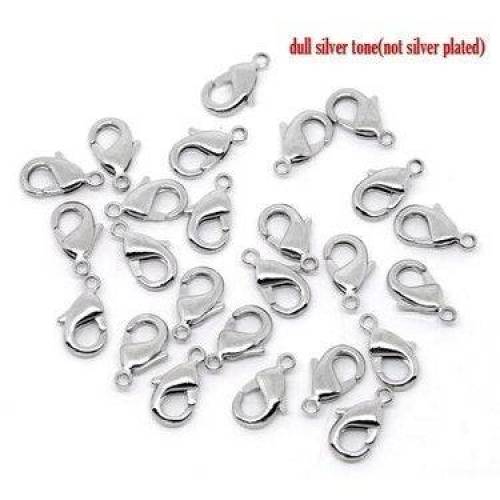 30 Karabiner, Karabinerverschluss, silber, Schmuckverschluss, 15x8mm , 10177