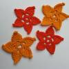 Häkelblumen, tunesisch gehäkelte orangene Häkelblüten Bild 3