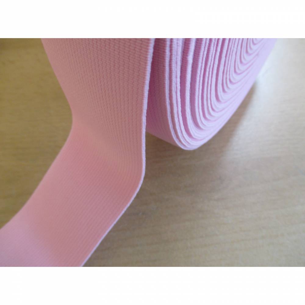 1 m  Gummiband, Taillenband glatt Breite 50mm rosa (1m/2,00 €) Bild 1