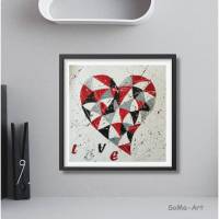 Kleine Kunstwerke auf Künstlerpapier, Herzen, Liebe, Love, ungerahmte Minis, Kleine Kunst, Geschenk Bild 1