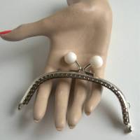 Taschenbügel Taschenrahmen weiße Perle Bild 1