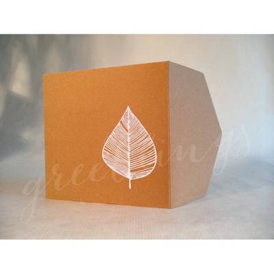 Taschenkarte / Gutscheinkarte Herbst-Blatt, Linolstempel