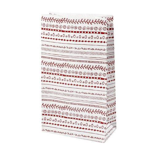 8 Papiertüten Kritzeleien rot/weiß| H21cm - 6 x 12cm Geschenktüte Weihnachten Adventskalender DIY