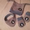 3 tlg.Set aus Babyhandschuhen, Mütze und Halstuch in den Größen 50/56 und 62/68 aus Sweat Bild 2