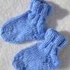 Socken Babysocken Erstlingssocken Stricksocken Babyschuhe Babyschühchen Baby blau melange handgestrickt 0 - 6 Monate Bild 2