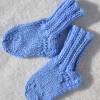 Socken Babysocken Erstlingssocken Stricksocken Babyschuhe Babyschühchen Baby blau melange handgestrickt 0 - 6 Monate Bild 4