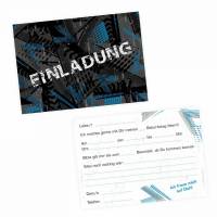 5 coole Einladungskarten Trash blau schwarz inkl. 5 transparenten Briefumschlägen Kindergeburtstag Junge Teenager Einladung Bild 1