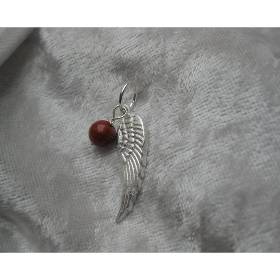 Silberanhänger Flügel aus 999 Silber mit Halbedelstein, Engelsflügel