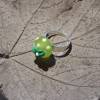 Ring - Glas - Lampwork - limette mit grüner Blume Bild 4