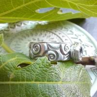 Edler Silberring mit tollem Spiralmuster und Dichroic Glascabochon, 999 Silber Bild 3