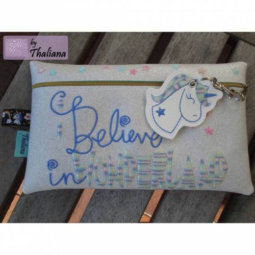 große Schminktasche WONDERLAND glitzernd Einhorn