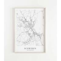 SCHWERIN Poster Map | Kunstdruck | hochwertiger Print | Schwerin | Stadtplan | skandinavisches Design Schwerin Poster Karte Bild 1