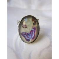 Ring mit Schmetterling Cabochon "Papillon Lilas" romantisch Vintage Stil Antik Look Geschenkidee Bild 1