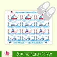 24 Schuhaufkleber | Wale - Schiffe - Segelboot + Schutzfolie  - 3 x 3 cm Bild 1